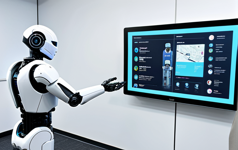 Modern Public Service Office**

"A bright and modern public service office with robotic arms assisting citizens at interactive kiosks. Clean and organized environment. Several fully clothed citizens of diverse backgrounds are interacting with the robots. The robots are designed with friendly, non-threatening appearances. In the background, public servants in professional attire are monitoring operations.  Safe for work, appropriate content, fully clothed, professional, perfect anatomy, correct proportions, natural pose, well-formed hands, proper finger count, natural body proportions, high quality."

**