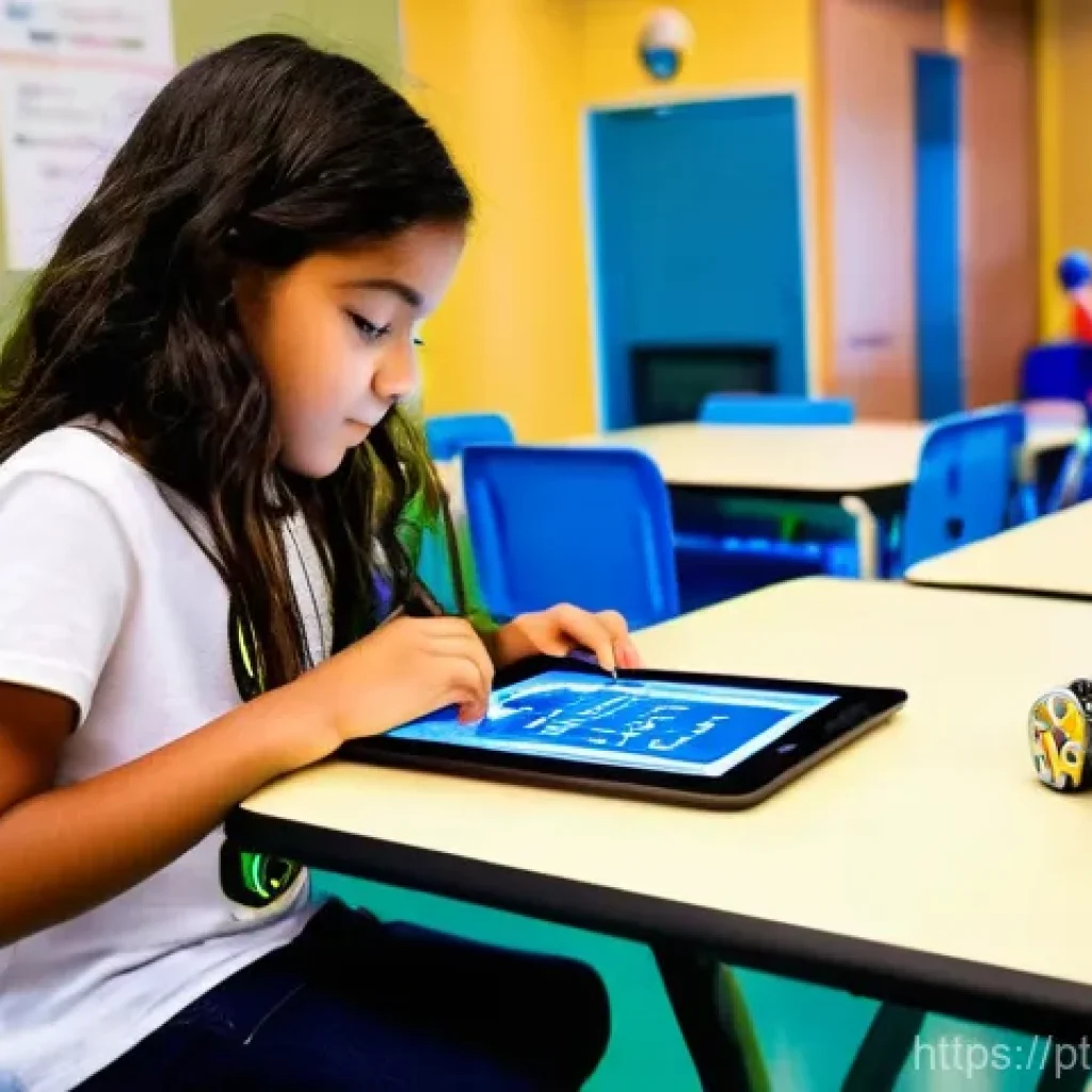 로봇과 게이미피케이션 - **Educational Robotics Gamification in a Portuguese Classroom**
"A vibrant, modern classroom in ...