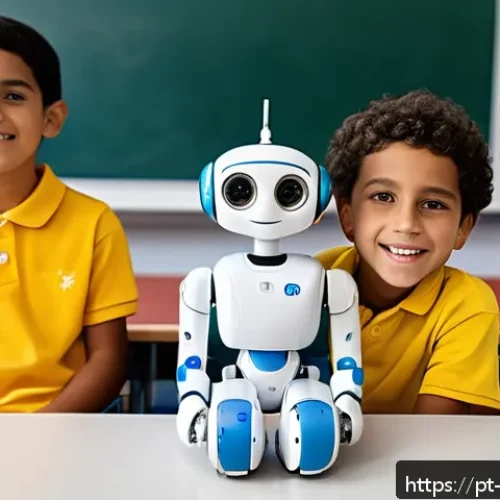 Home 31 로봇을 활용한 특수 교육 - A modern classroom in Brazil featuring a diverse group of children with special educational needs, a...